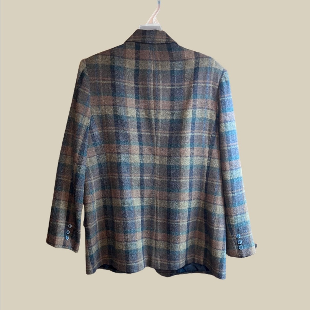 Vintage plaid printer blazer